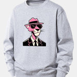 Velira Sweatshirts Sidabrinė / XS Rožinė džentelmenų panteros spauda laisvo kirpimo megztinis