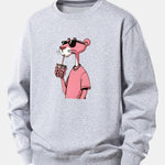 Velira Sweatshirts Sidabrinė / XS Rožinė Pantera Spauda Laisva Fit Džemperis