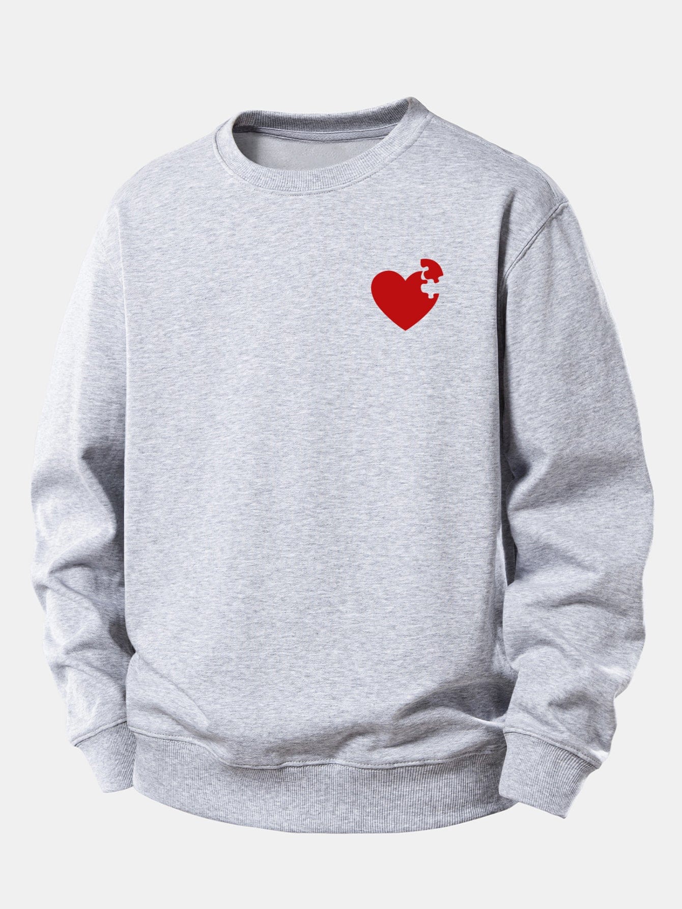 Velira Sweatshirts Sidabrinė / XS Širdies dėlionės spaudinys laisvo kirpimo džemperis