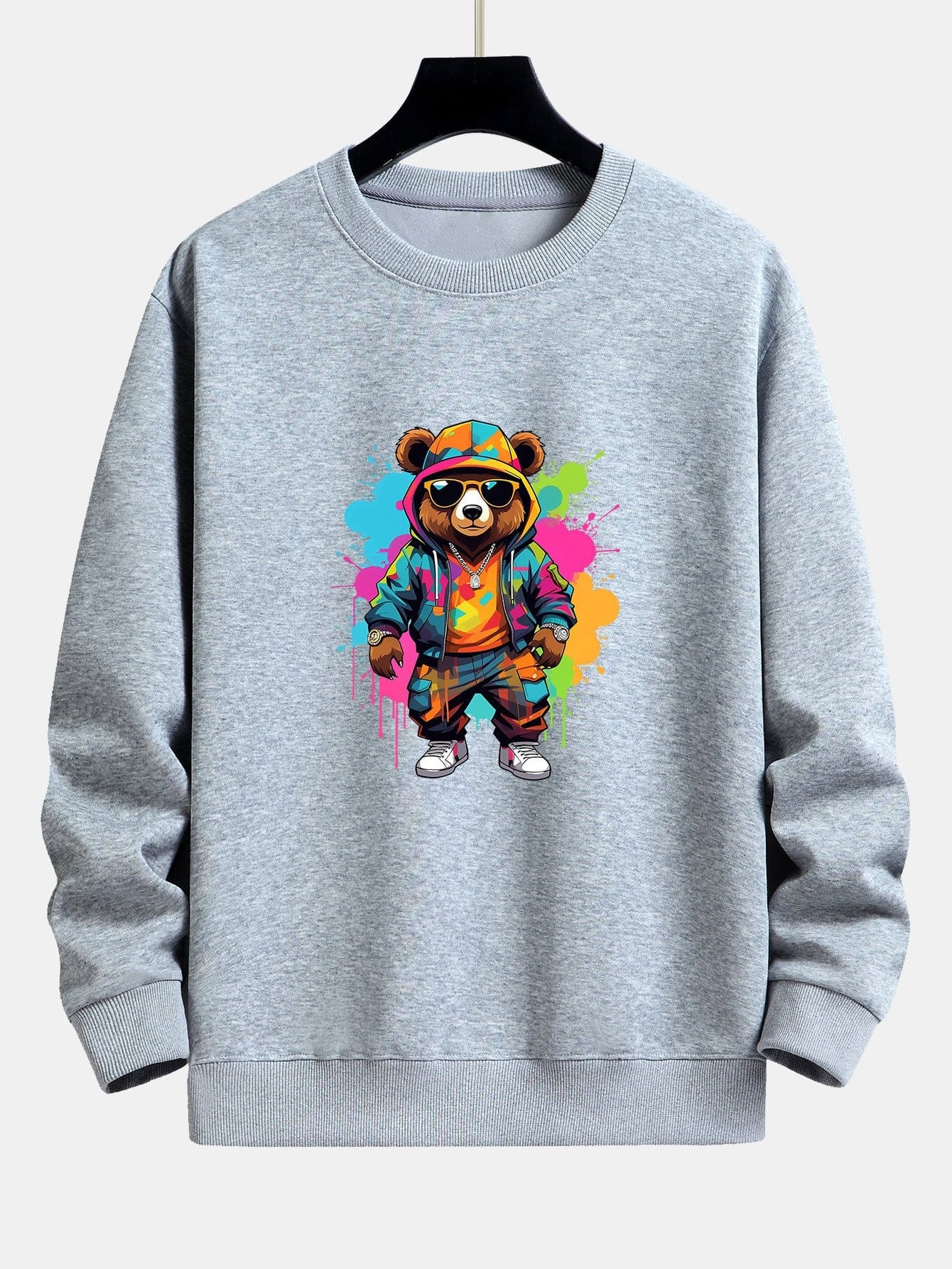 Velira Sweatshirts sidabrinė / XS Spalvingo Lokio Spauda Atsipalaidavęs Palaidinukas