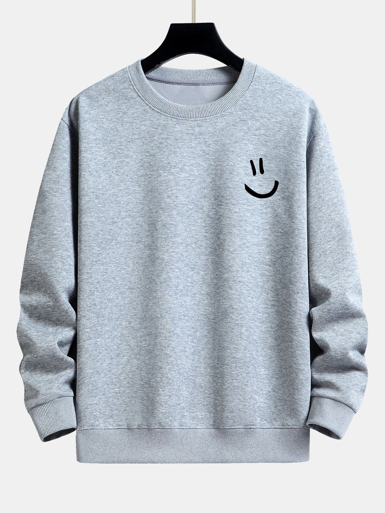 Velira Sweatshirts sidabrinė / XS Šypsenos Veido Spauda Laisvas Fit Palaidinukė