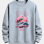 Velira Sweatshirts sidabrinė / XS Tokijo Banga Gervė Paukštis Spauda Laisvas Fit Megztinis
