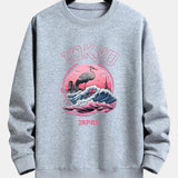 Velira Sweatshirts sidabrinė / XS Tokijo Banga Gervė Paukštis Spauda Laisvas Fit Megztinis