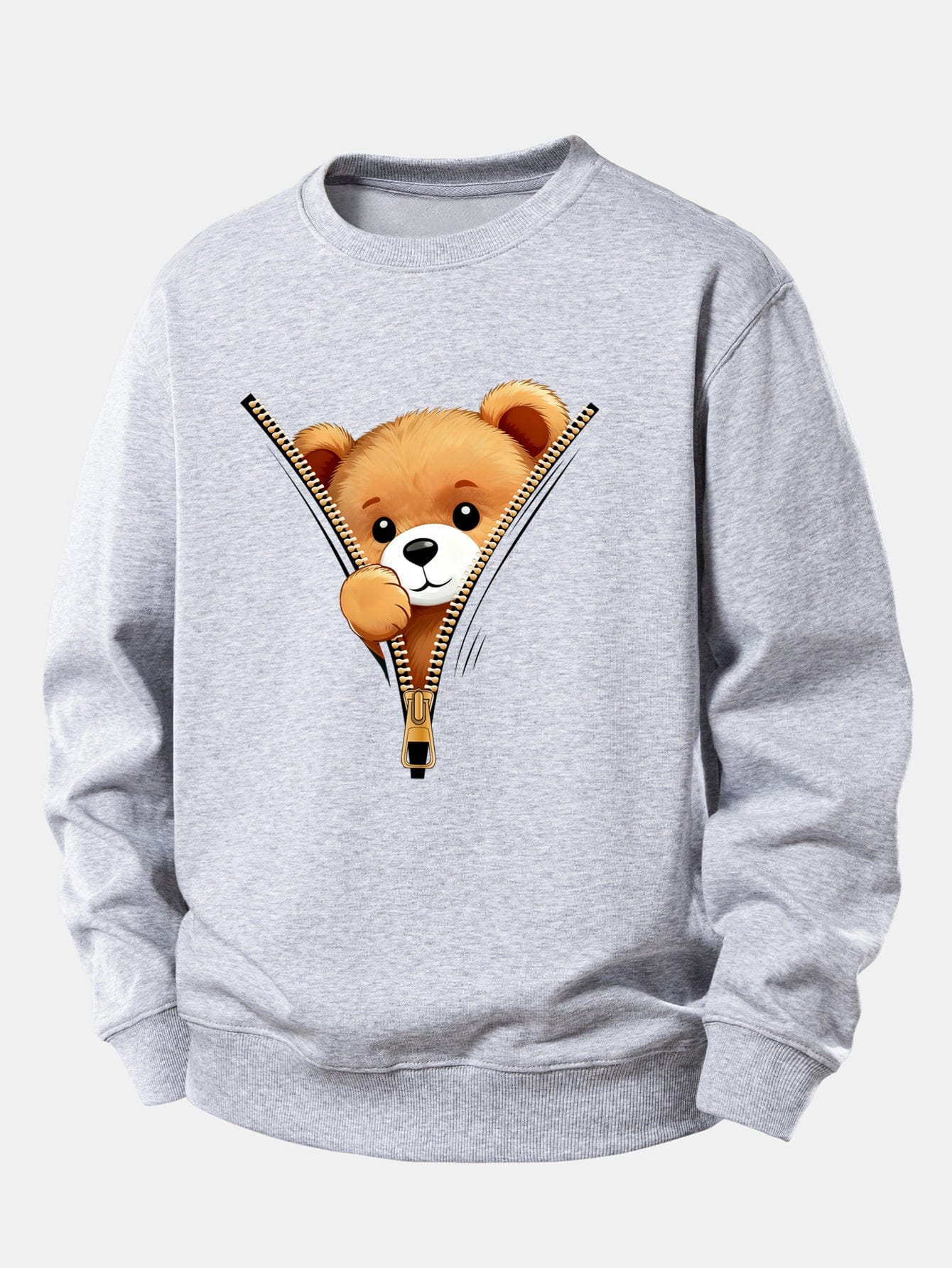 Velira Sweatshirts Sidabrinė / XS Užtrauktuko meškiuko spauda laisvo kirpimo džemperis