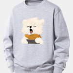 Velira Sweatshirts Sidabrinė / XS Žiovaujantis Šuniukas Spauda Laisvas Fit Džemperis