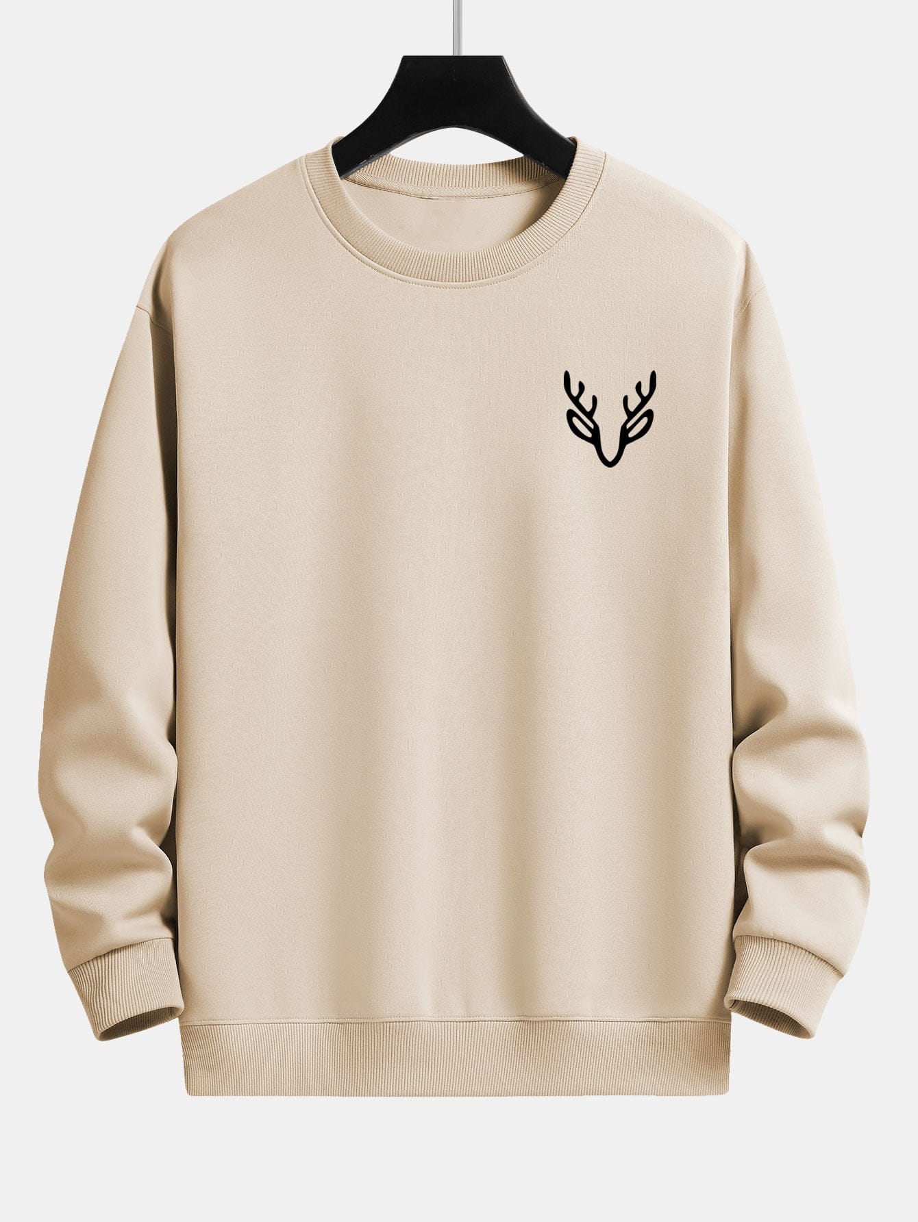 Velira Sweatshirts Smėlinė / XS Elnių Galvos Spauda Laisvalaikio Puloveris