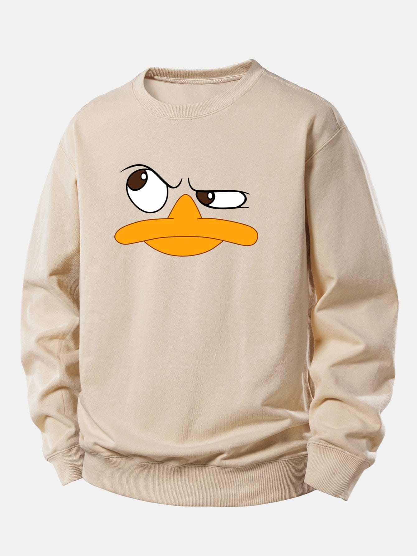 Velira Sweatshirts Smėlinė / XS Emotikonų antis spauda laisvo kirpimo džemperis
