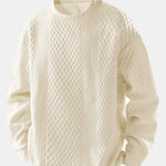 Velira Sweatshirts smėlinė / XS Relax Fit Geometrinis Žakardo Crew Neck Megztinis
