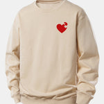 Velira Sweatshirts Smėlinė / XS Širdies dėlionės spaudinys laisvo kirpimo džemperis