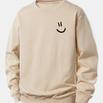 Velira Sweatshirts Smėlinė / XS Šypsenėlės Spausdinimo Atsipalaidavęs Fit Megztinis