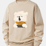 Velira Sweatshirts Smėlinė / XS Žiovaujantis Šuniukas Spauda Laisvas Fit Džemperis
