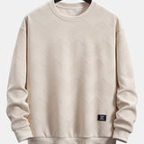 Velira Sweatshirts smėlio / S Atsipalaidavęs geometrinis dryžuotas džemperis