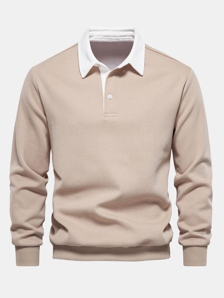 Velira Sweatshirts smėlio / S Kontrasto Polo Apykaklės Megztinis