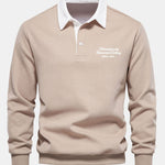 Velira Sweatshirts smėlio / S Sloganas Spausdintas Kontrasto Polo Apykaklės Megztinis