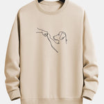 Velira Sweatshirts smėlio / S Šuo Linijos Piešimo Spauda Atsipalaidavęs Dydis Palaidinukė