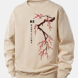Velira Sweatshirts Smėlio / XS Tokijo japonų vyšnių žiedų spauda laisvo kirpimo džemperis