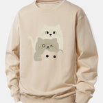 Velira Sweatshirts Smėlio / XS Trys Katės Spauda Laisvo Pjūvio Džemperis