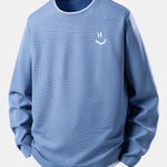 Velira Sweatshirts Šviesiai mėlyna / S Šypsenėlių veido spauda 2 in 1 ilgomis rankovėmis vaflinis marškinėliai