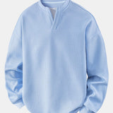 Velira Sweatshirts šviesiai mėlyna / XS Laisvas Fit Waffle V formos Kaklo Megztinis