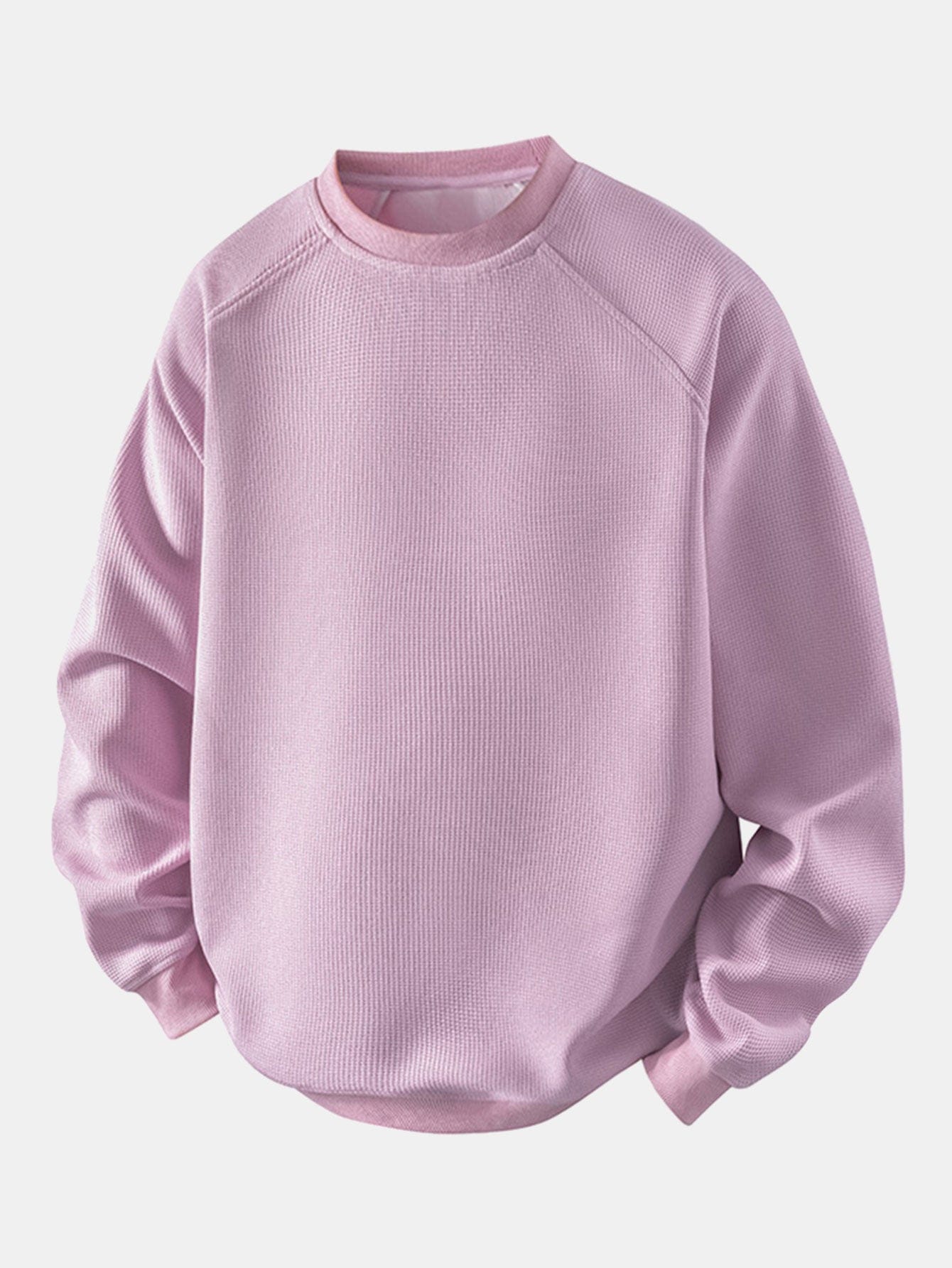 Velira Sweatshirts šviesiai rožinė / S Atsipalaidavęs Waffle Crew Neck Megztinis