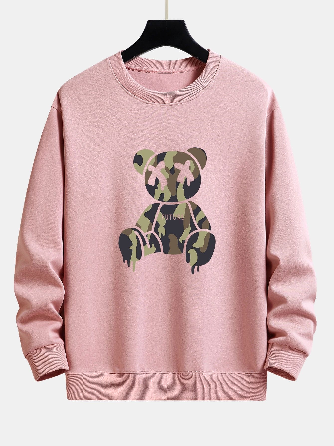 Velira Sweatshirts šviesiai rožinė / S Kamikadze ištirpstančio meškos rašto laisvo kirpimo džemperis