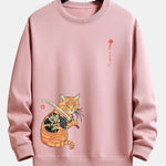 Velira Sweatshirts šviesiai rožinė / S Samurajų Karo Katės Spauda Laisvo Pjūvio Džemperis
