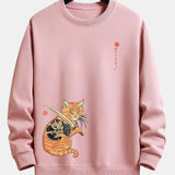 Velira Sweatshirts šviesiai rožinė / S Samurajų Karo Katės Spauda Laisvo Pjūvio Džemperis