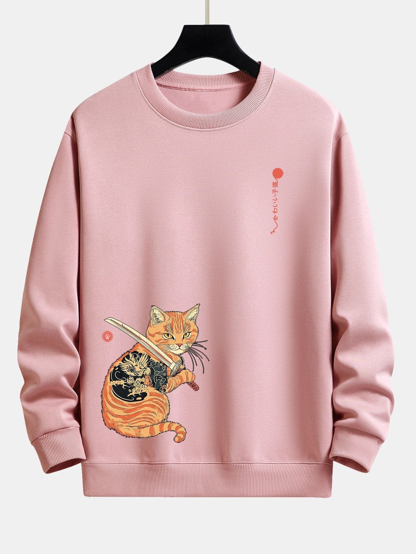 Velira Sweatshirts šviesiai rožinė / S Samurajų Karo Katės Spauda Laisvo Pjūvio Džemperis