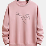 Velira Sweatshirts šviesiai rožinė / S Šuo Linijos Piešimo Spauda Atsipalaidavęs Dydis Palaidinukė
