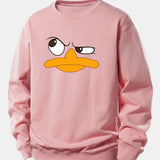 Velira Sweatshirts Šviesiai rožinė / XS Emotikonų antis spauda laisvo kirpimo džemperis