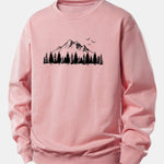 Velira Sweatshirts Šviesiai rožinė / XS Kalnų gamtos spauda laisvo kirpimo džemperis
