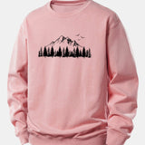 Velira Sweatshirts Šviesiai rožinė / XS Kalnų gamtos spauda laisvo kirpimo džemperis