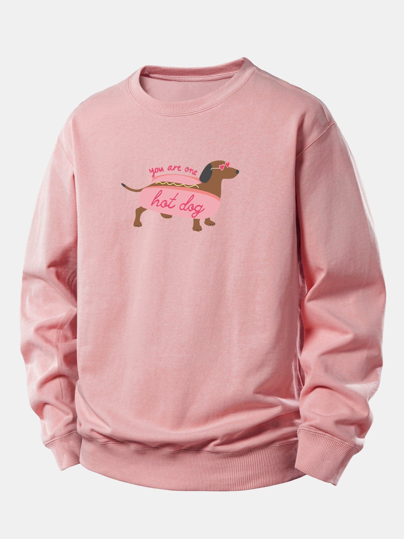 Velira Sweatshirts Šviesiai rožinė / XS Karštas Šuo Daksas Spauda Laisvas Palaidinukas