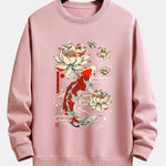 Velira Sweatshirts šviesiai rožinė / XS Koi žuvies lotoso rašto laisvas fit džemperis