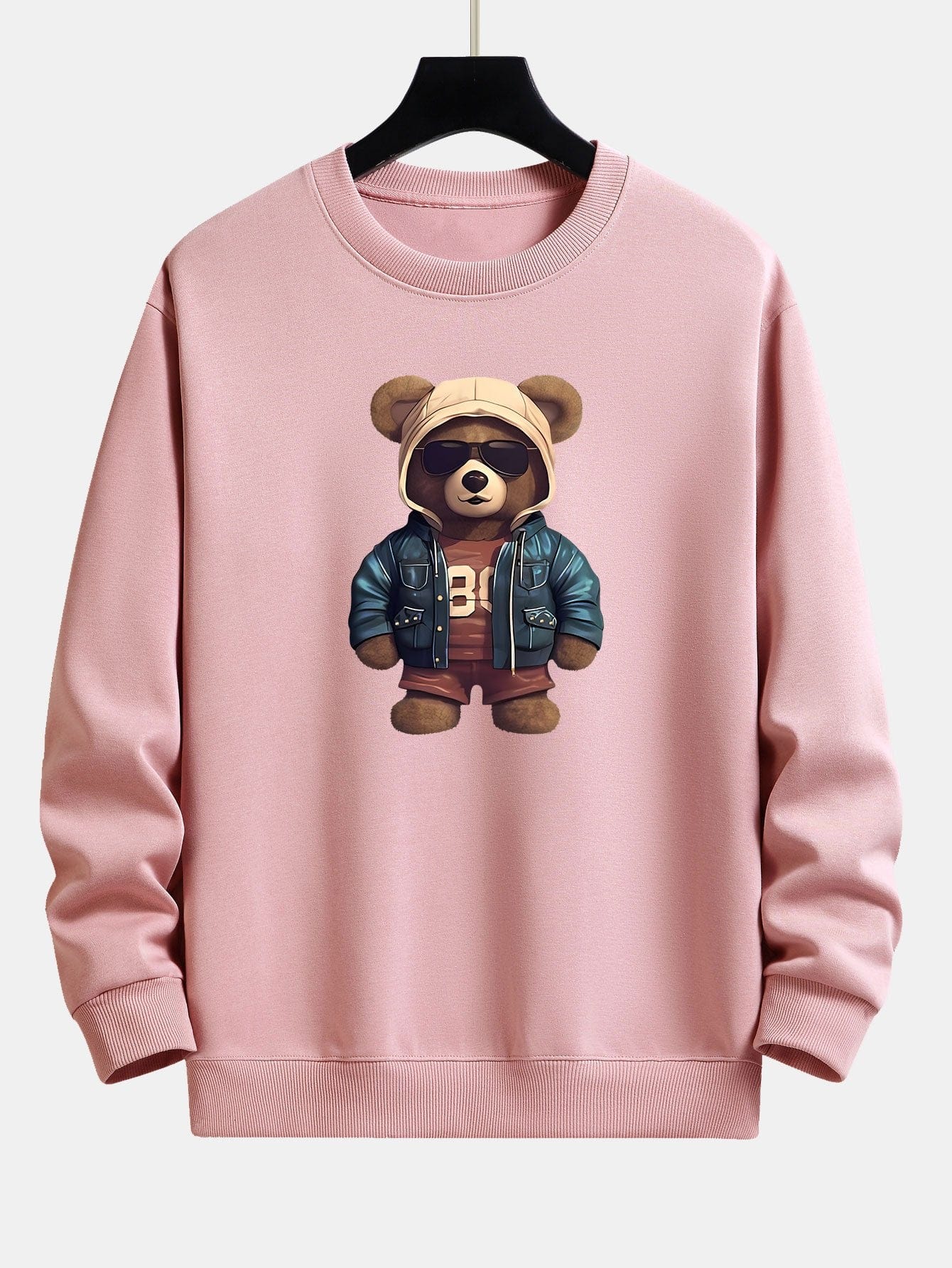 Velira Sweatshirts šviesiai rožinė / XS Lokys Odinėje Striukėje Spauda Laisvas Švarkas