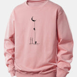 Velira Sweatshirts Šviesiai rožinė / XS Mėnulio Astronauto Spauda Laisvo Pjūvio Džemperis