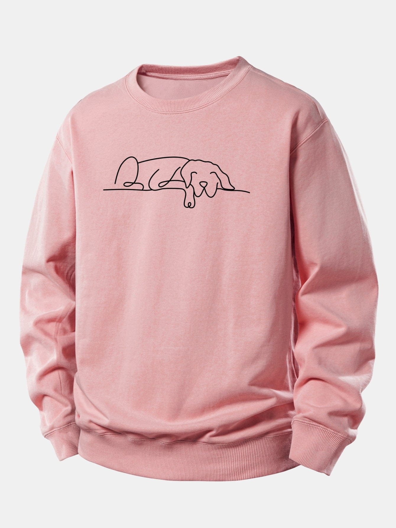 Velira Sweatshirts Šviesiai rožinė / XS Miegantis Šuo Linijos Spauda Laisvas Fit Megztinis