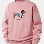 Velira Sweatshirts Šviesiai rožinė / XS Prancūzų taksų spauda laisvo kirpimo džemperis