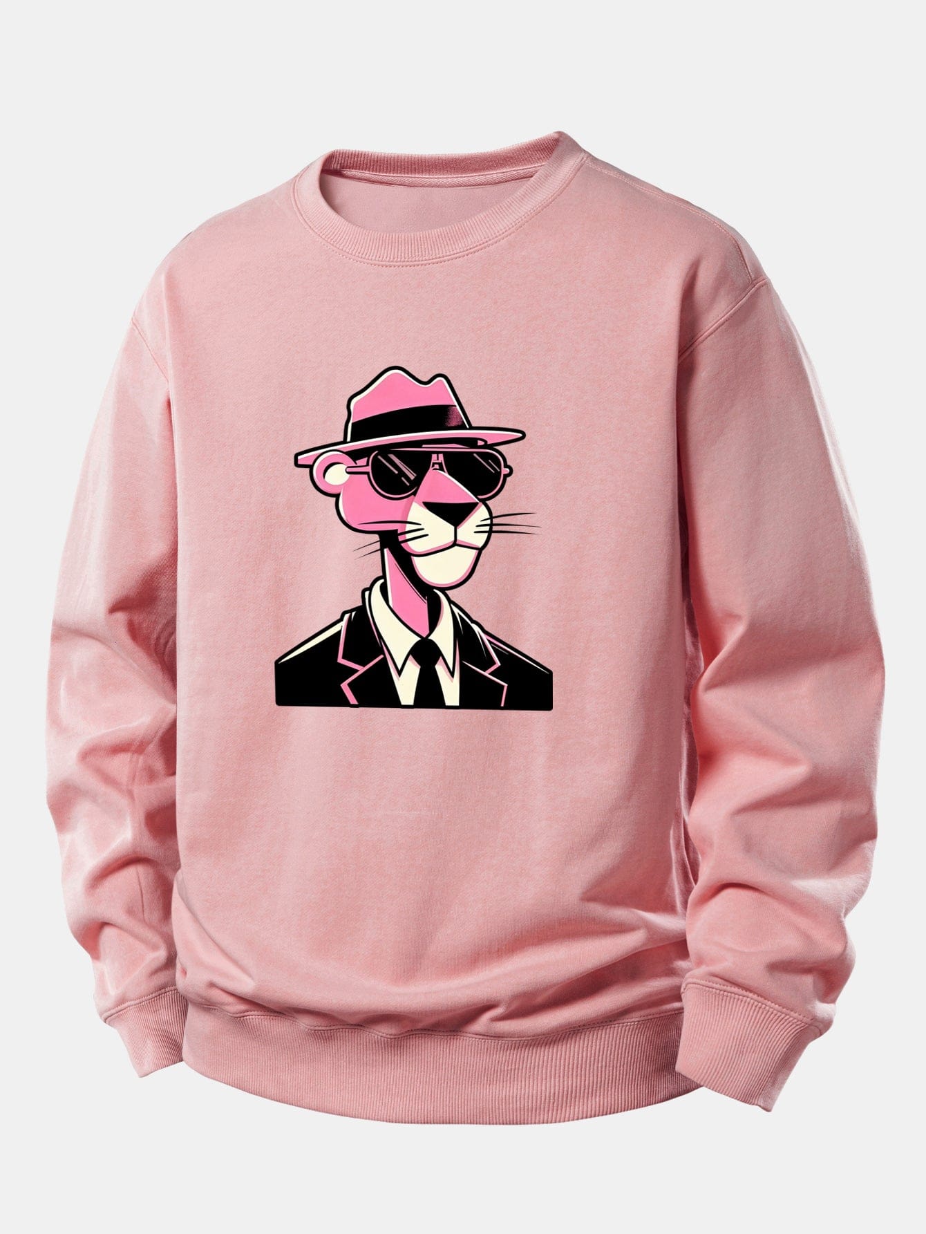 Velira Sweatshirts Šviesiai rožinė / XS Rožinė džentelmenų panteros spauda laisvo kirpimo megztinis