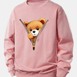 Velira Sweatshirts Šviesiai rožinė / XS Užtrauktuko meškiuko spauda laisvo kirpimo džemperis