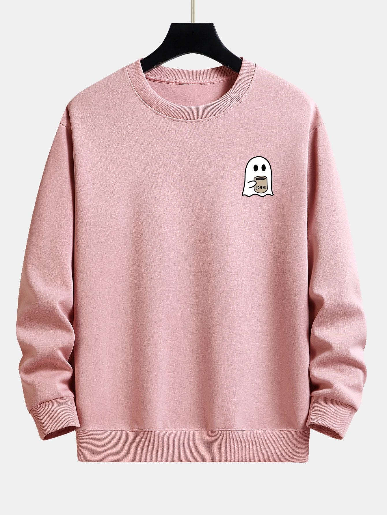 Velira Sweatshirts šviesiai rožinė / XS Vaiduoklis, geriantis kavą, spauda, laisvas kirpimas, džemperis
