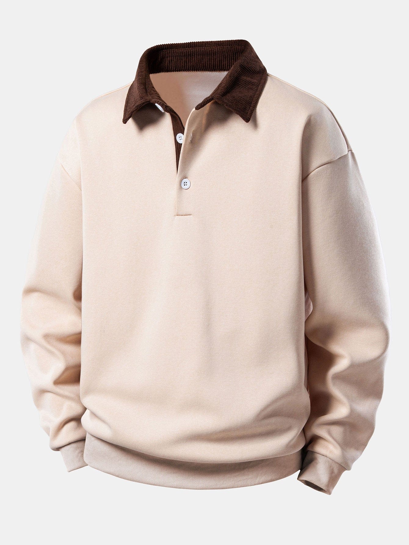 Velira Sweatshirts šviesiai ruda / S Laisvas Pritaikymas Kontrastinis Kordūrinis Polo Apykaklės Megztinis