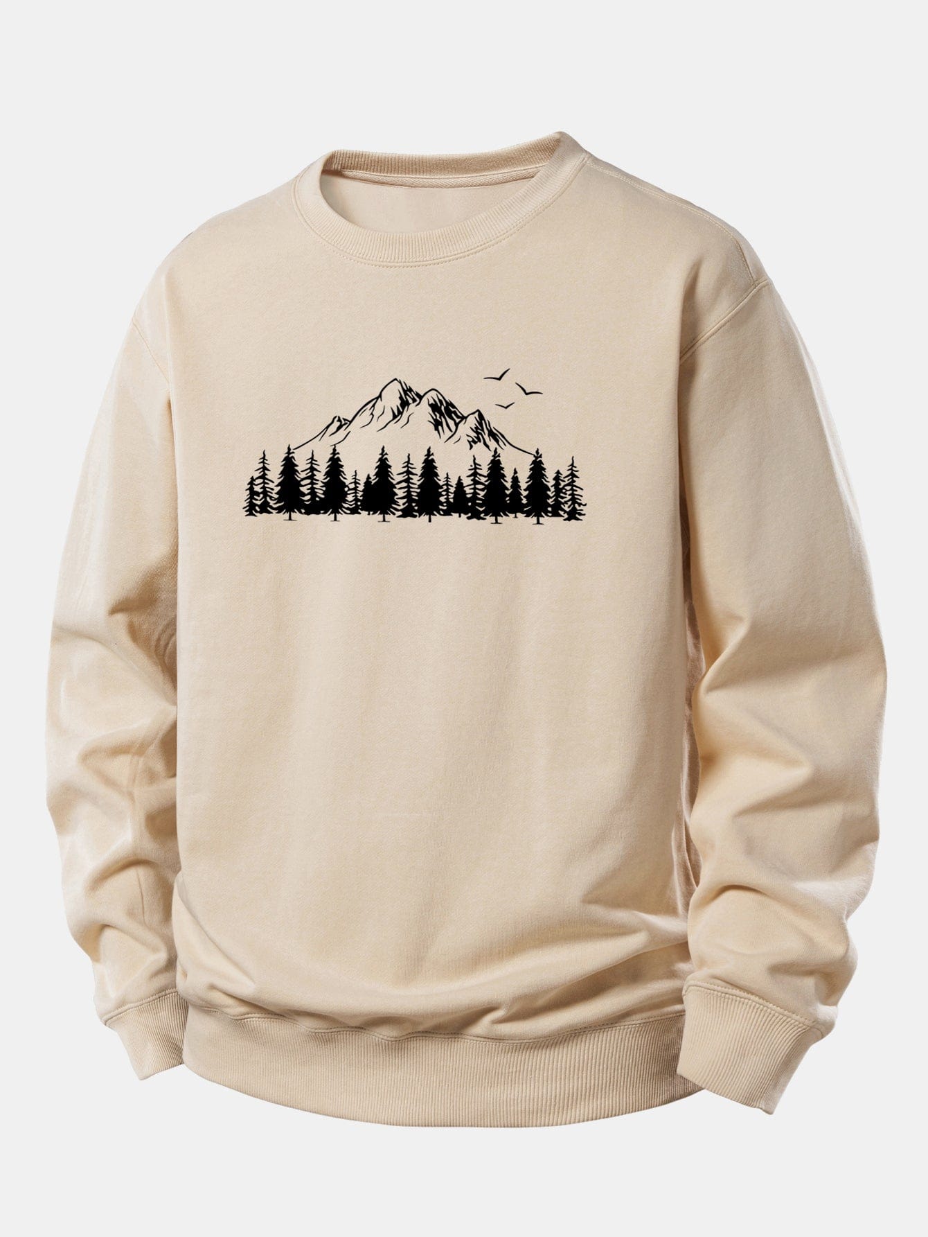 Velira Sweatshirts Šviesiai ruda / XS Kalnų gamtos spauda laisvo kirpimo džemperis