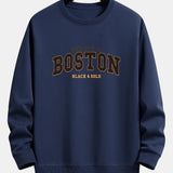 Velira Sweatshirts tamsiai mėlyna / S Boston Print Relax Fit Palaidinė