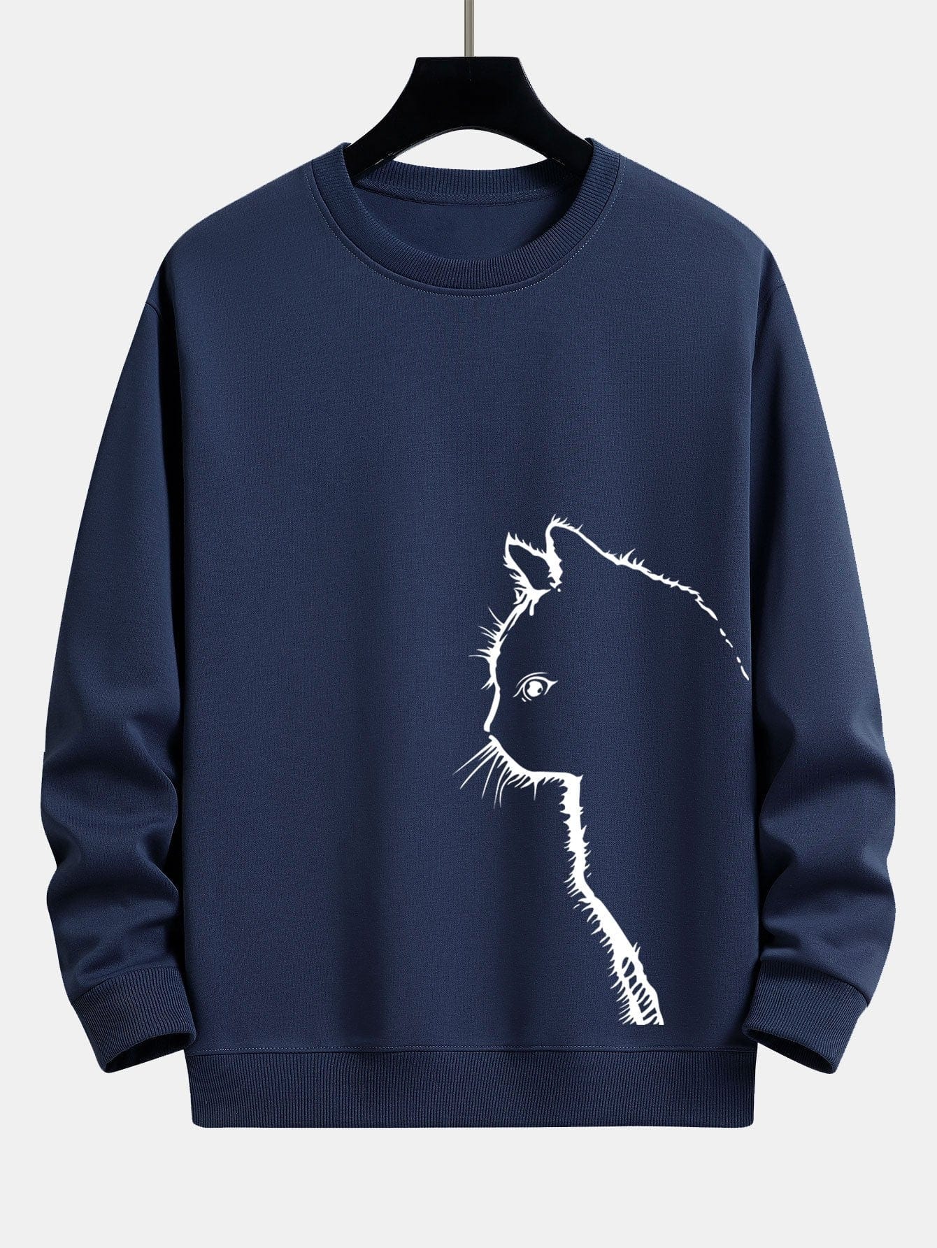 Velira Sweatshirts tamsiai mėlyna / S Katės Siluetas Spausdinimas Laisvas Fit Palaidinukė