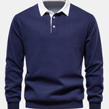 Velira Sweatshirts tamsiai mėlyna / S Kontrasto Polo Apykaklės Megztinis