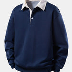 Velira Sweatshirts tamsiai mėlyna / S Laisvas Pritaikymas Kontrastinis Kordūrinis Polo Apykaklės Megztinis
