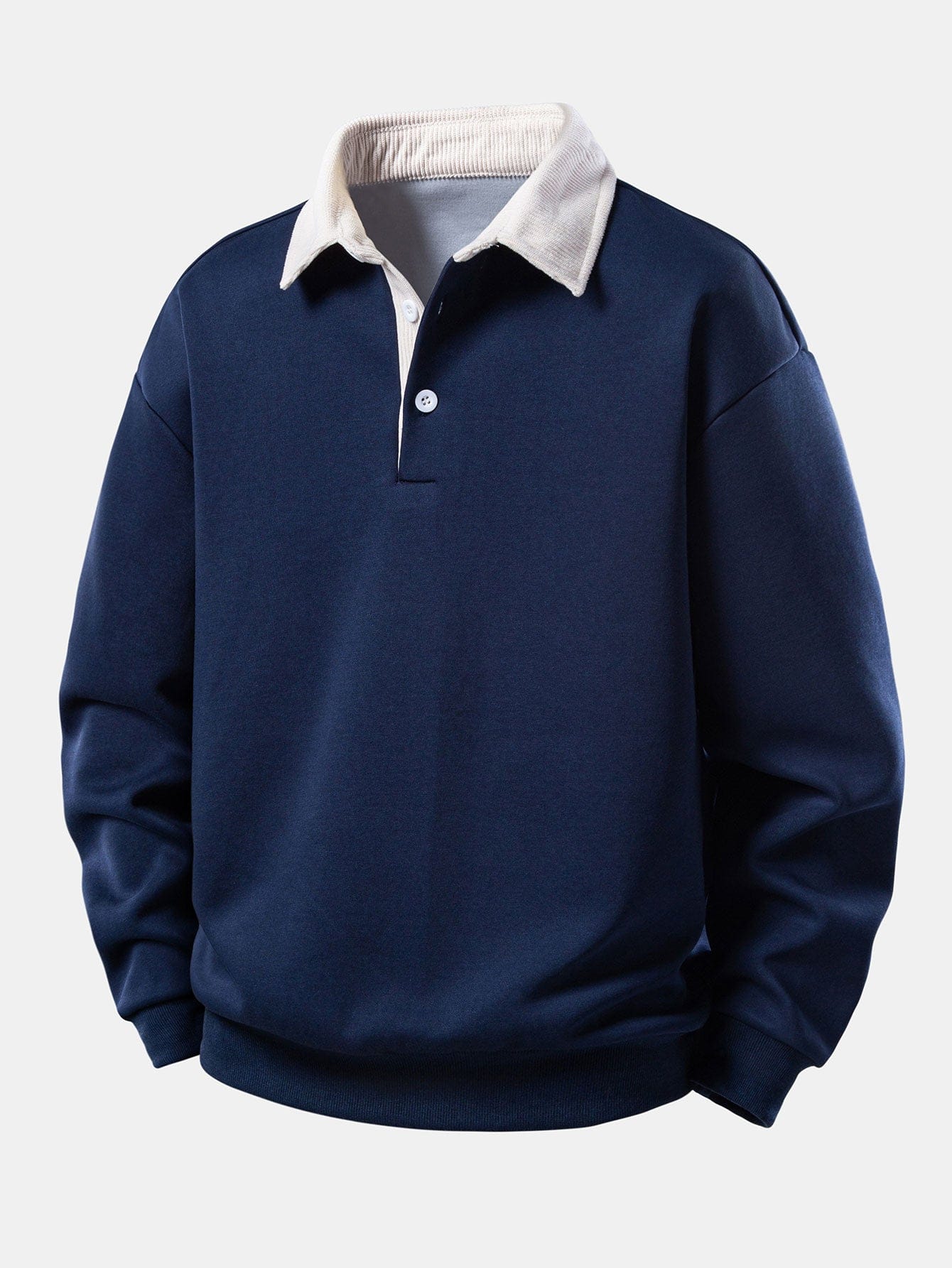 Velira Sweatshirts tamsiai mėlyna / S Laisvas Pritaikymas Kontrastinis Kordūrinis Polo Apykaklės Megztinis