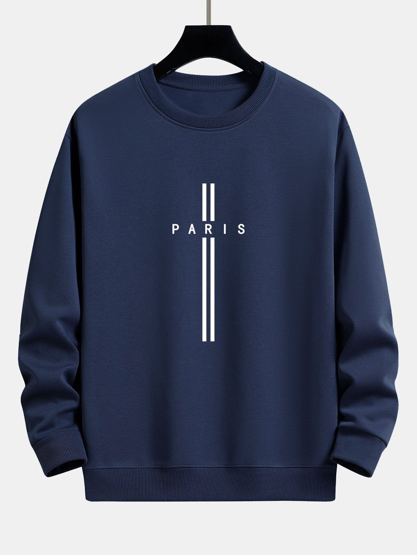 Velira Sweatshirts tamsiai mėlyna / S Paryžiaus Dryžuotas Laisvas Pritaikymas Sportinis Megztinis