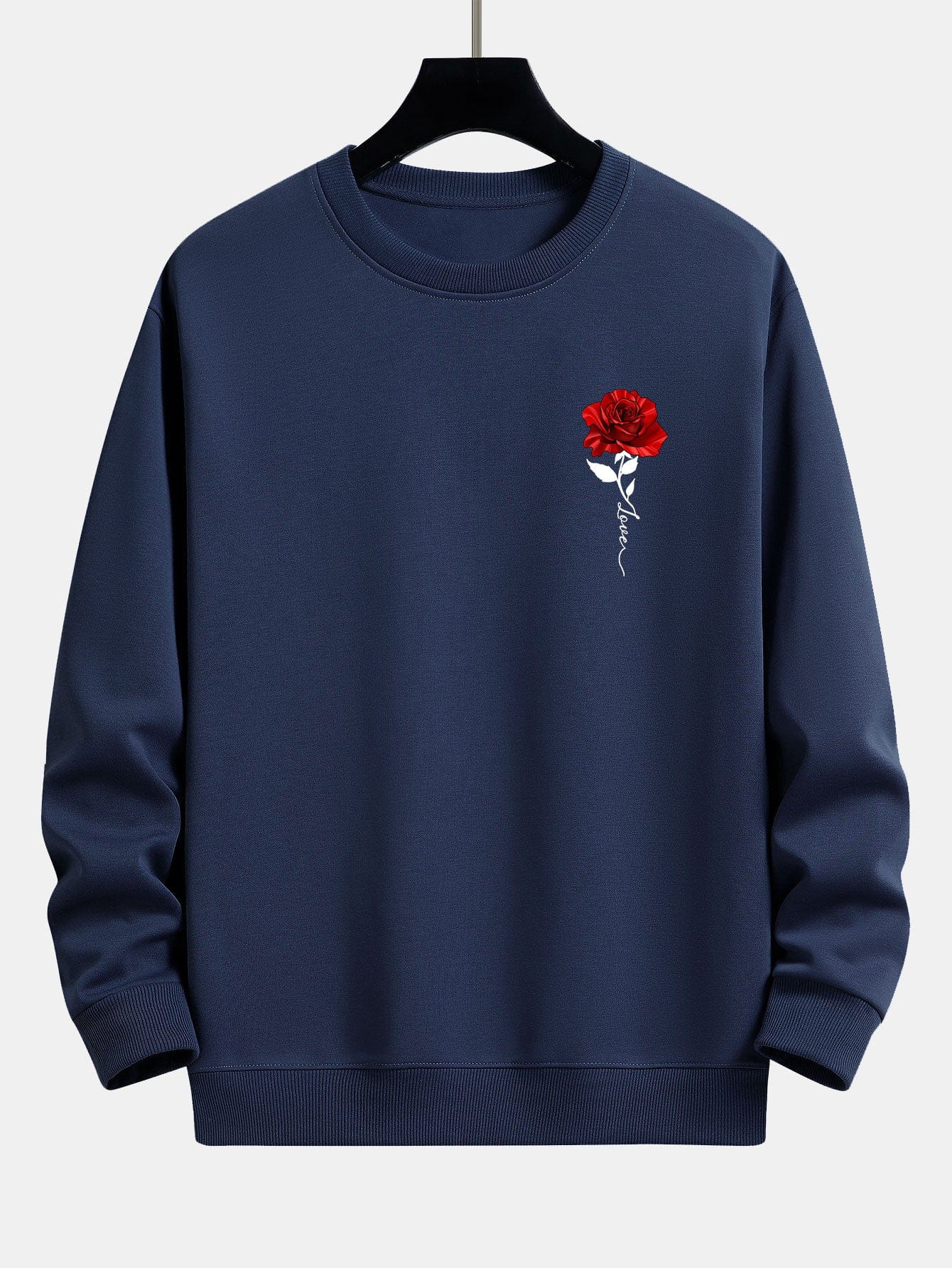 Velira Sweatshirts tamsiai mėlyna / S Rožių Rašto Laisvas Fit Megztinis